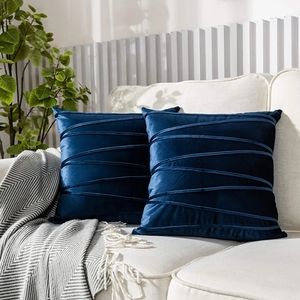 Set of 2 Striped Velvet Throw Pillow Covers.Modern Decorative Soft Solid Cushion